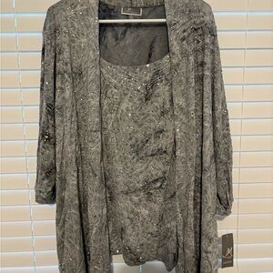 JM Collection Gray Textured Knit Cardigan Sweater